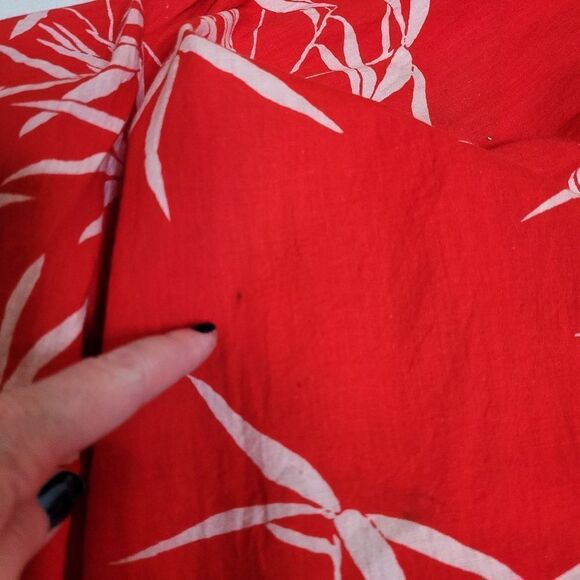 VINTAGE 70s red Hawaiian spaghetti strap fit and‎ flare sun dress M - Picture 6 of 9